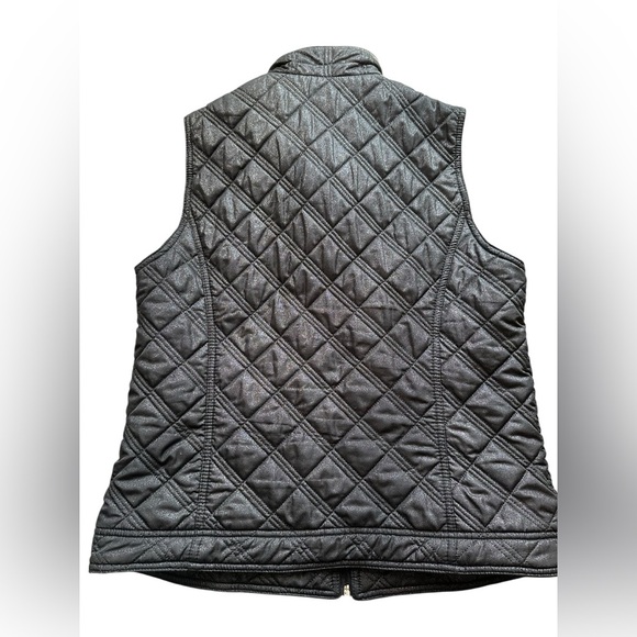 Chico’s Black Shimmer Quilted Zip Front Vest Size 1 - Picture 4 of 6